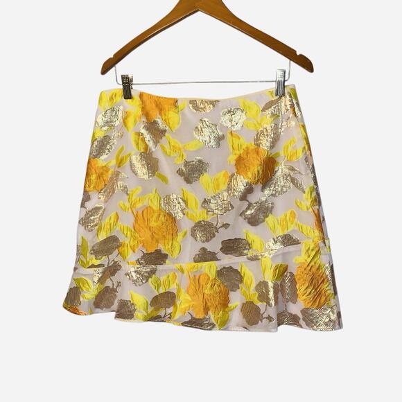 Anthropologie Maeve Faye Flounced Jacquard floral embroidered mini skirt size 10 - Picture 8 of 8